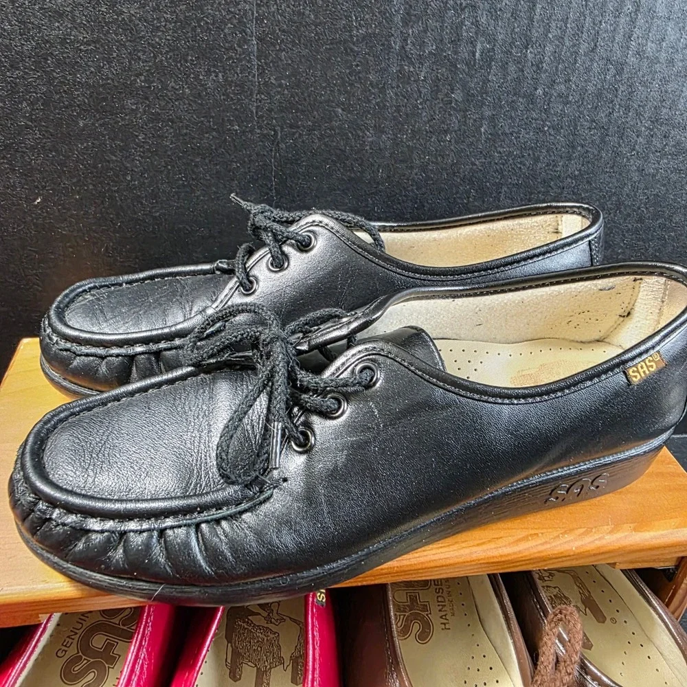 SAS Free Time Leather Comfort Shoes Bundle Black Red Brown Womens 7.5 N USA